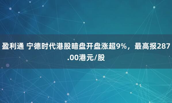 盈利通 宁德时代港股暗盘开盘涨超9%，最高报287.00港元/股