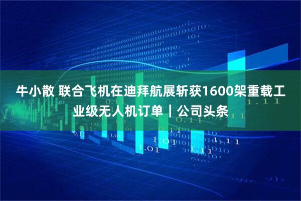 牛小散 联合飞机在迪拜航展斩获1600架重载工业级无人机订单｜公司头条